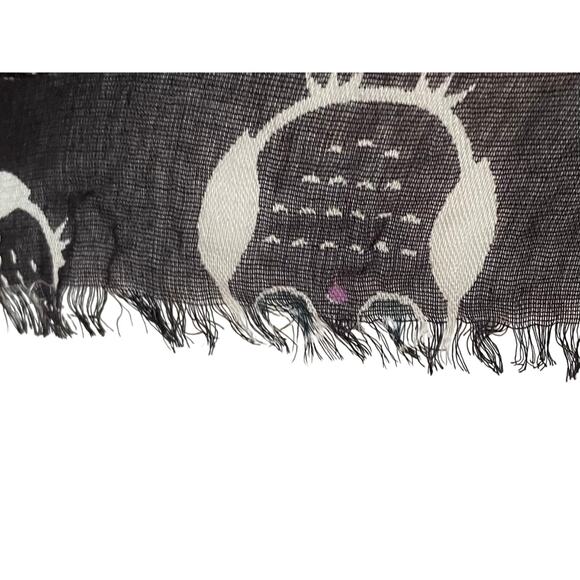 Cato Black White Owl Print & Polka Dot Scarf/Wrap/ Shawl Halloween 20 x 70 - Picture 4 of 8